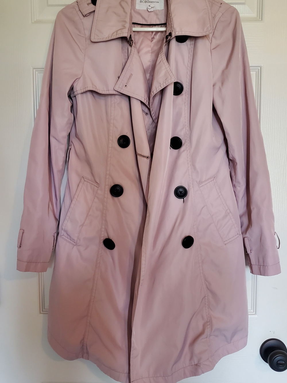 BCBGeneration Women's Pink Double-Breasted Trench Coat